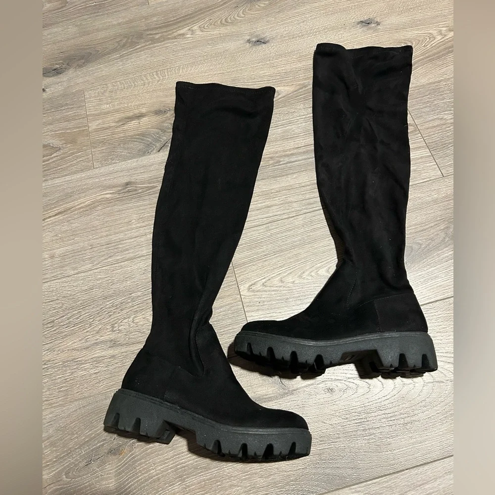 BAMBOO Black Force-12 over the knee boots Black Size 8